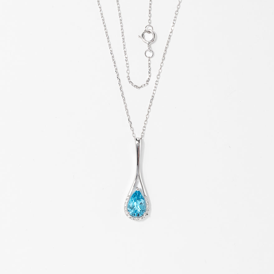 Blue Topaz Pendant Necklace in 10K Yellow Gold
