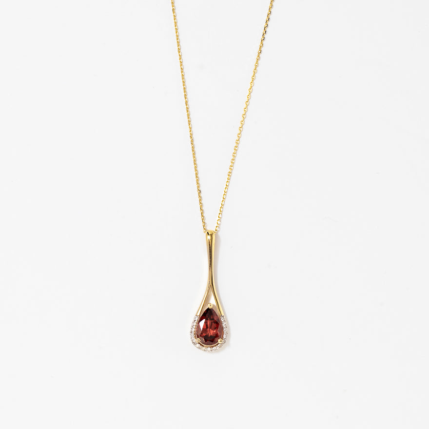 Garnet Necklace in 10K Yellow Gold