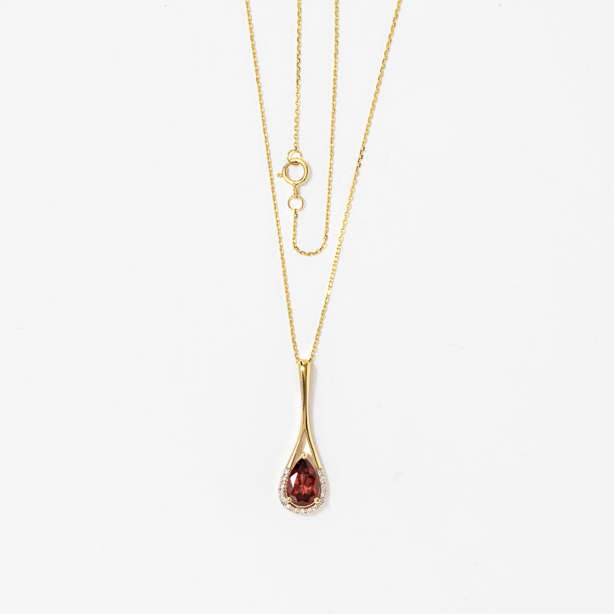 Garnet Necklace in 10K Yellow Gold