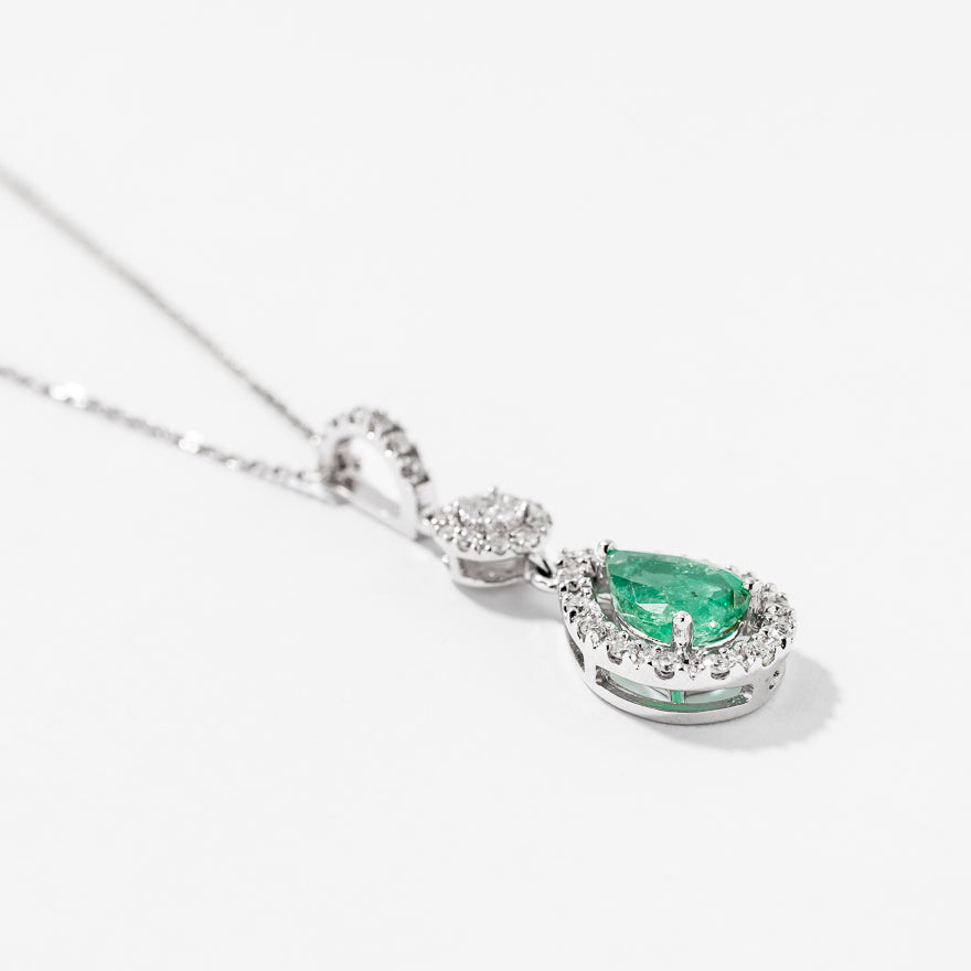 Emerald Necklace in 10K White Gold