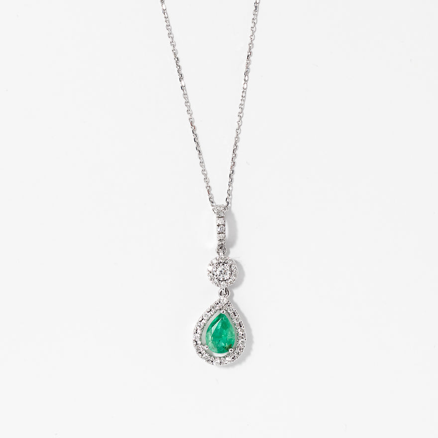 Emerald Necklace in 10K White Gold