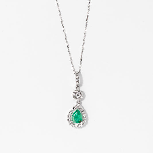 Emerald Necklace in 10K White Gold