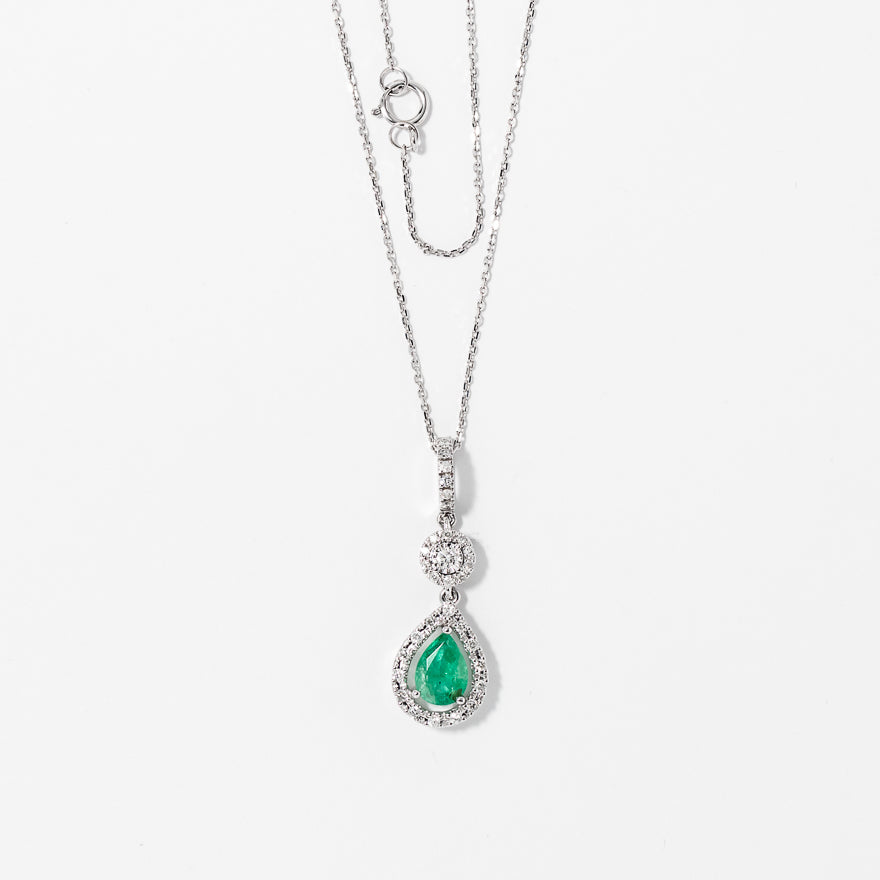 Emerald Necklace in 10K White Gold