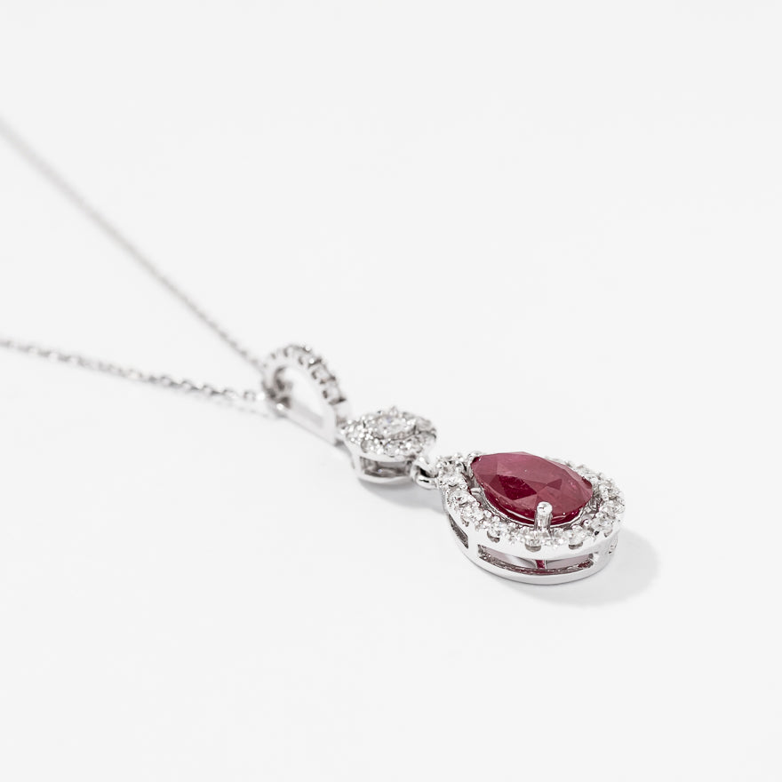 Ruby Necklace in 10K White Gold