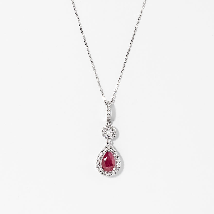 Ruby Necklace in 10K White Gold