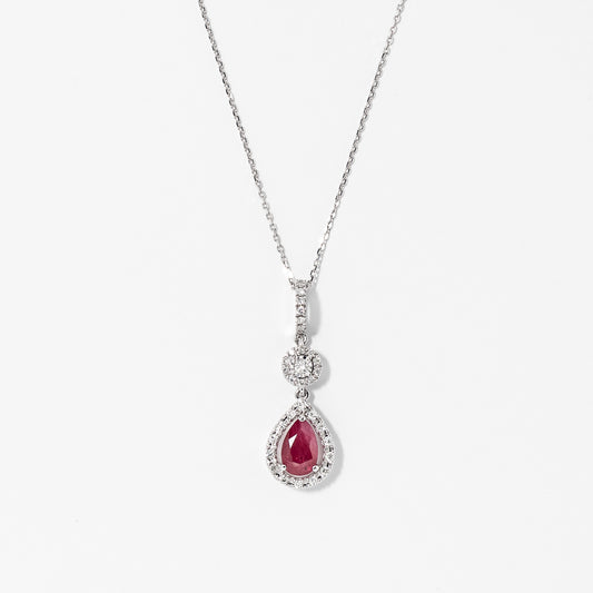 Ruby Necklace in 10K White Gold