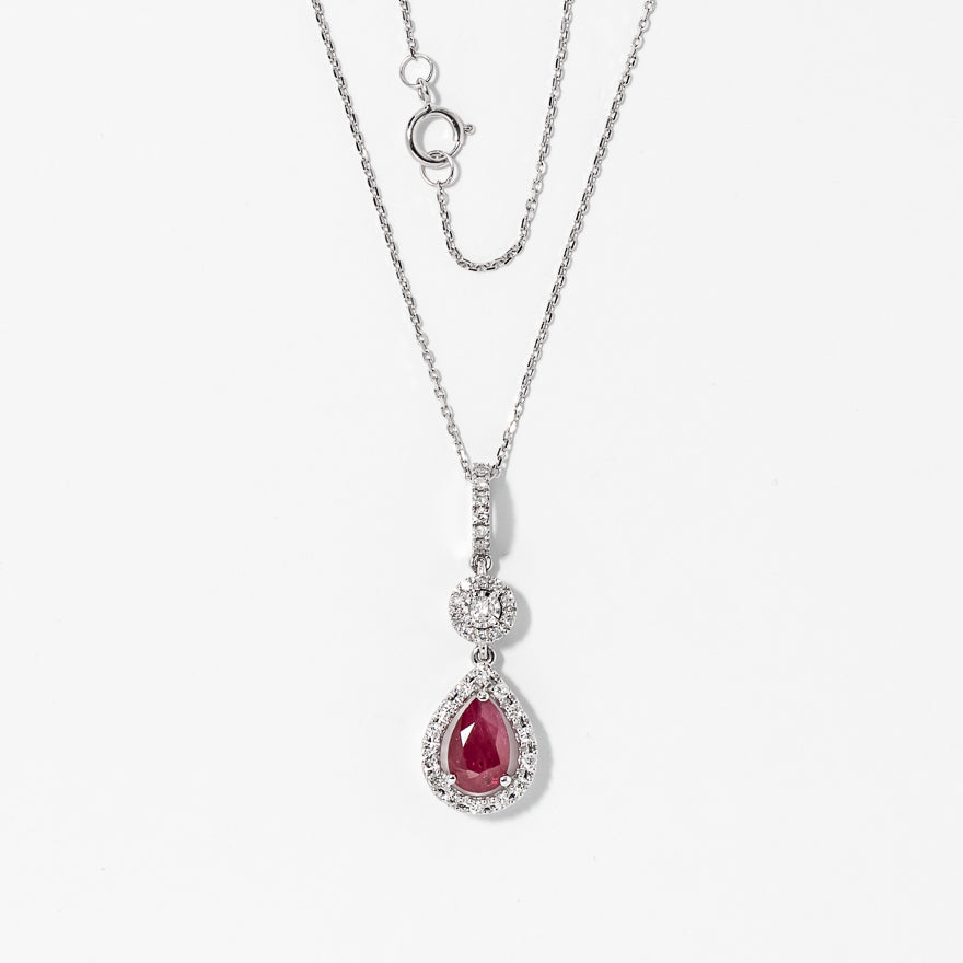 Ruby Necklace in 10K White Gold