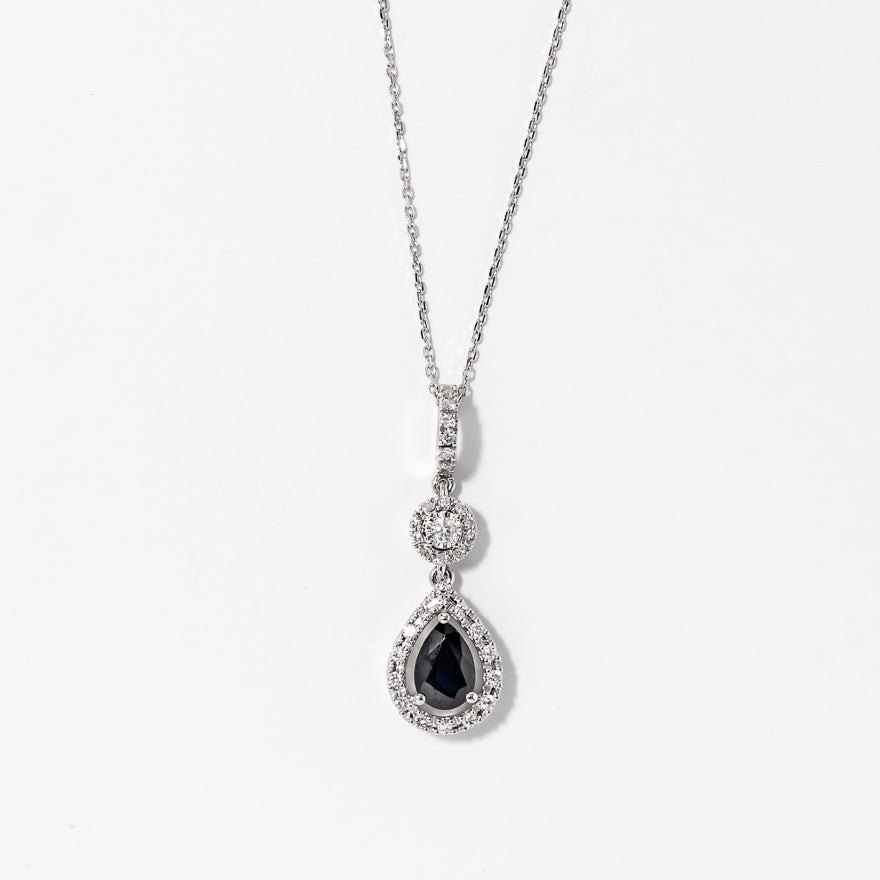 Sapphire Necklace in 10K White Gold