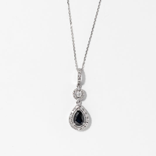 Sapphire Necklace in 10K White Gold