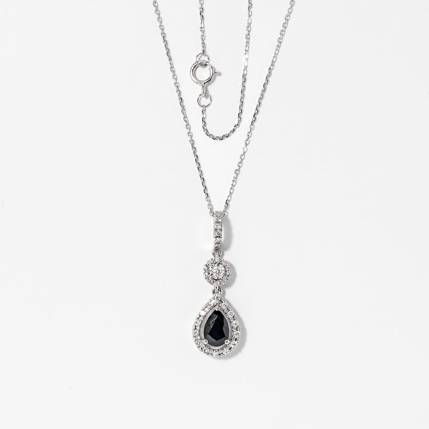 Sapphire Necklace in 10K White Gold