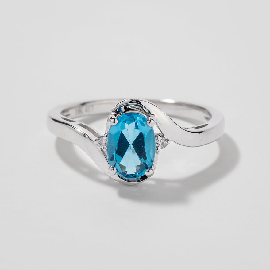 Blue Topaz Ring 10K White Gold