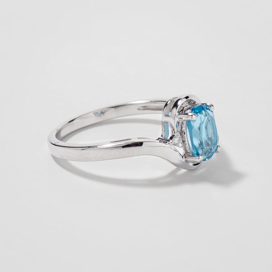 Blue Topaz Ring 10K White Gold