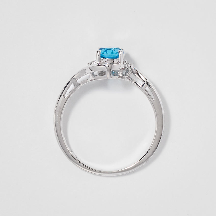 Blue Topaz Ring 10K White Gold