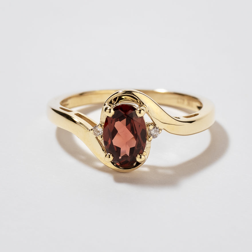 Garnet Ring 10K Yellow Gold