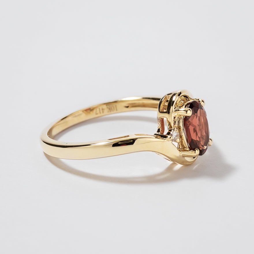 Garnet Ring 10K Yellow Gold