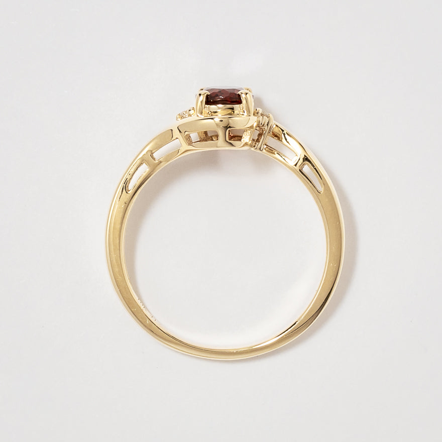 Garnet Ring 10K Yellow Gold