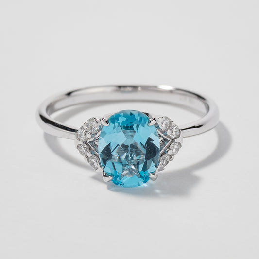 Blue Topaz Ring in 10K White Gold