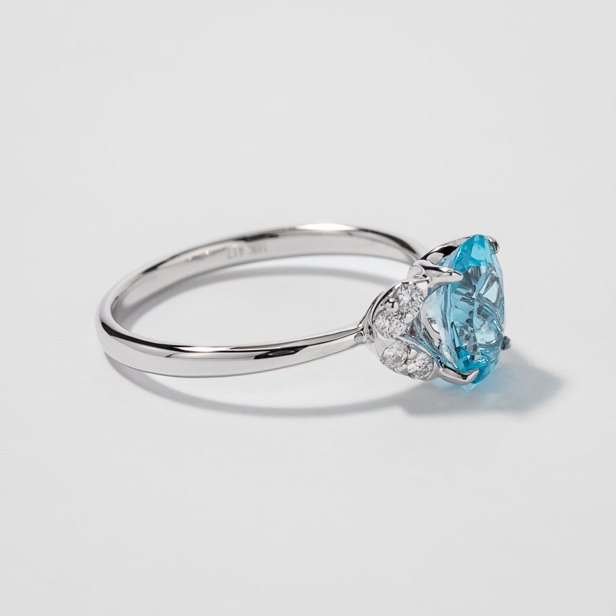 Blue Topaz Ring in 10K White Gold