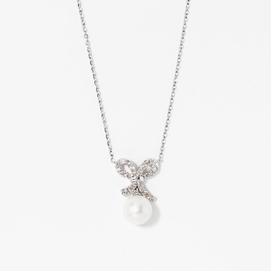 Pearl Necklace in 10K White Gold