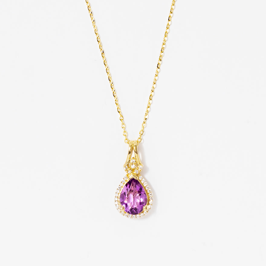 Amethyst Pendant in 10K Yellow Gold