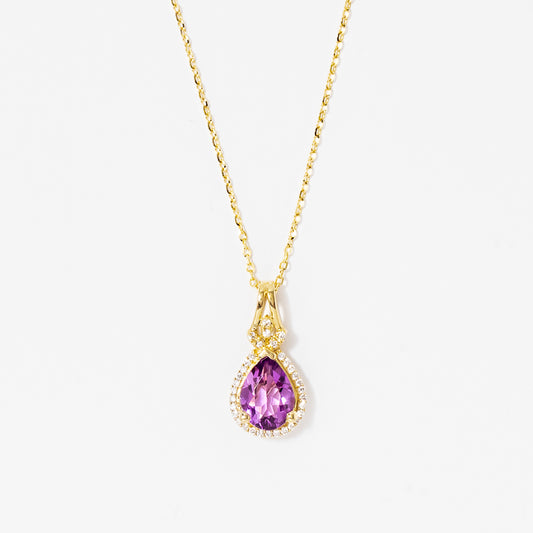 Amethyst Pendant in 10K Yellow Gold