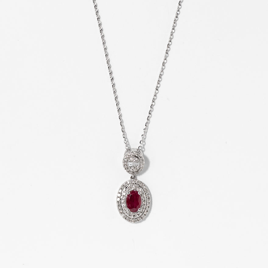 Ruby Necklace in 10K White Gold