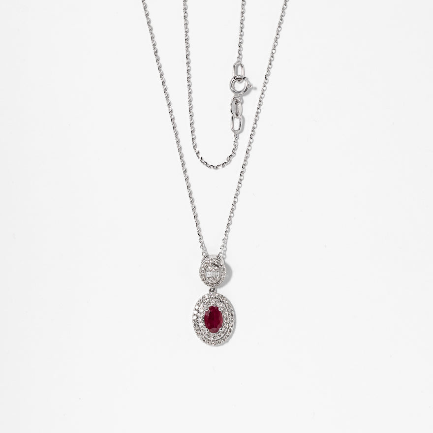 Ruby Necklace in 10K White Gold