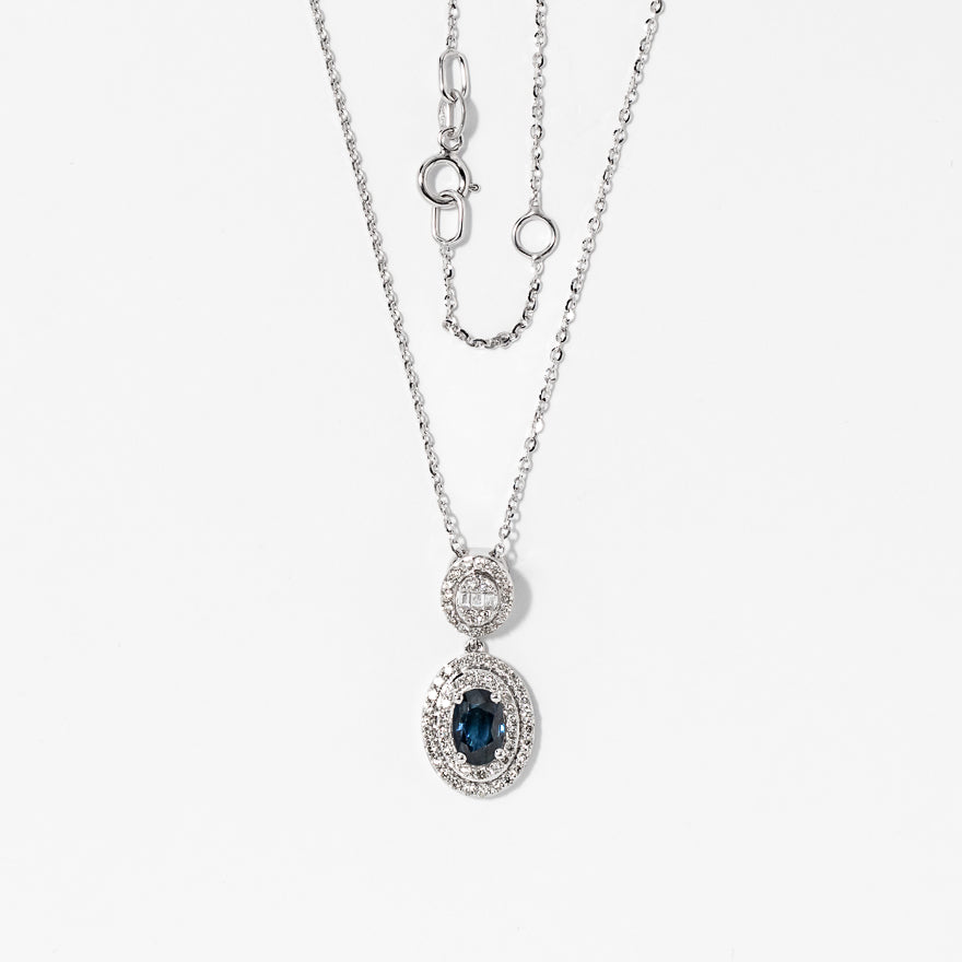 Sapphire Necklace in 10K White Gold