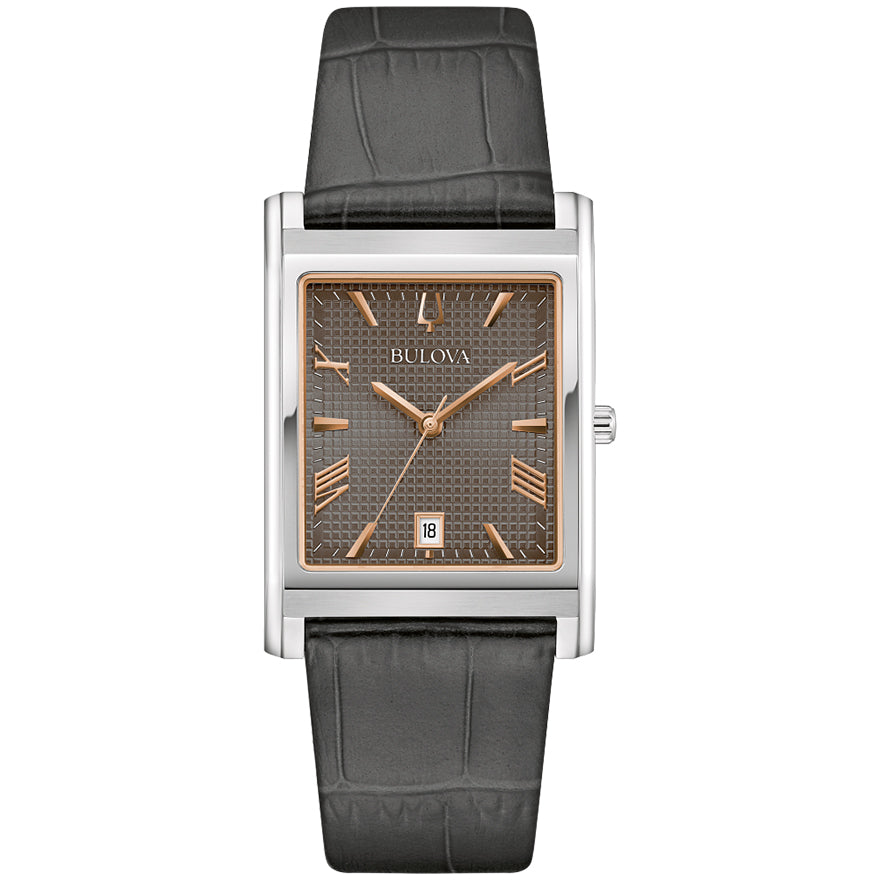 Bulova Men's Sutton Gray Leather Strap Watch | 96B443