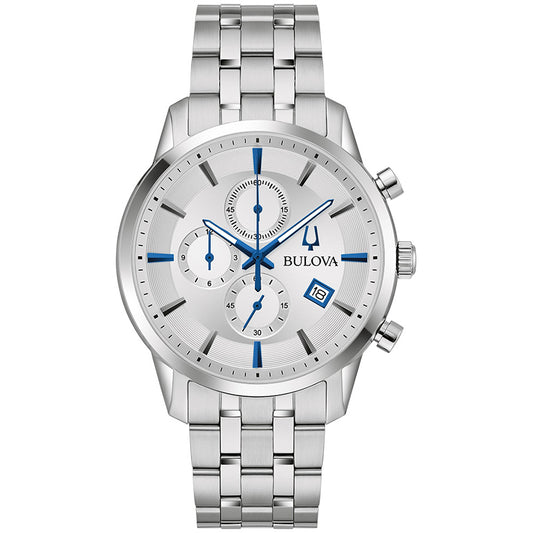 Bulova Sutton  Silver-Tone Dial Stainless Steel Bracelet Men's Watch |  96B404