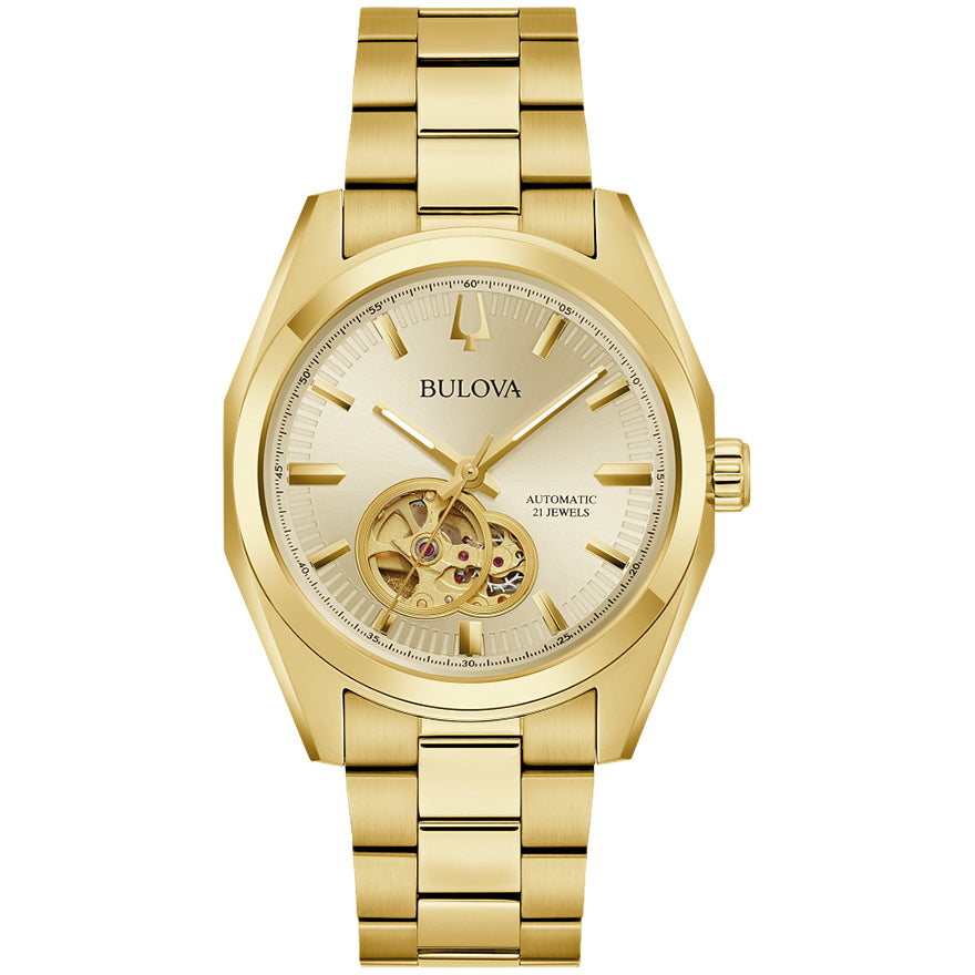 Bulova Surveyor Gold Tone Stainless Steel Automatic Watch | 97A182