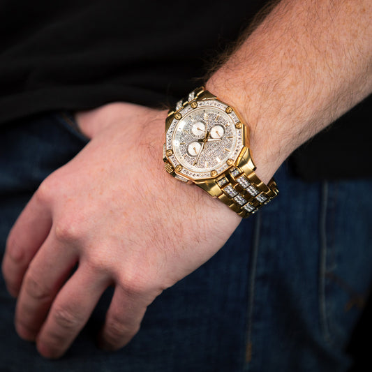Bulova Men's Yellow Tone Crystal Watch | 98C126