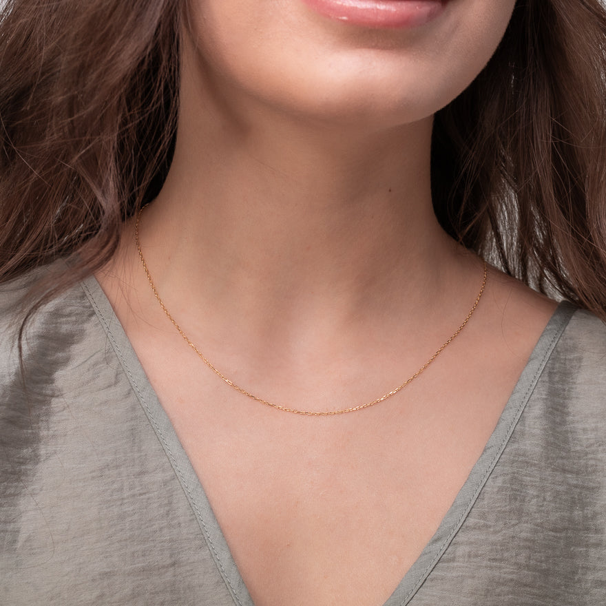 10K Italian Yellow Gold 1mm Open Cable Chain (18
