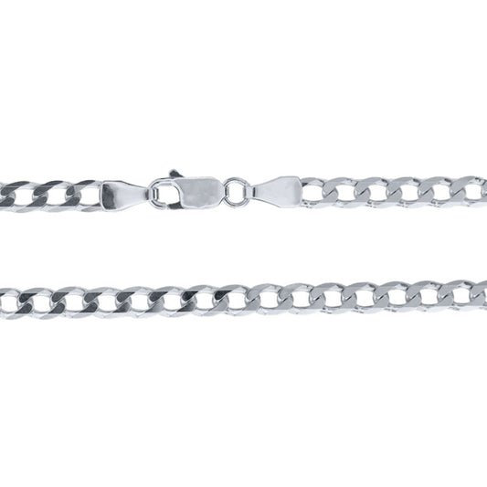 3.60mm Beveled Curb Chain in Italian 10K White Gold (20”)