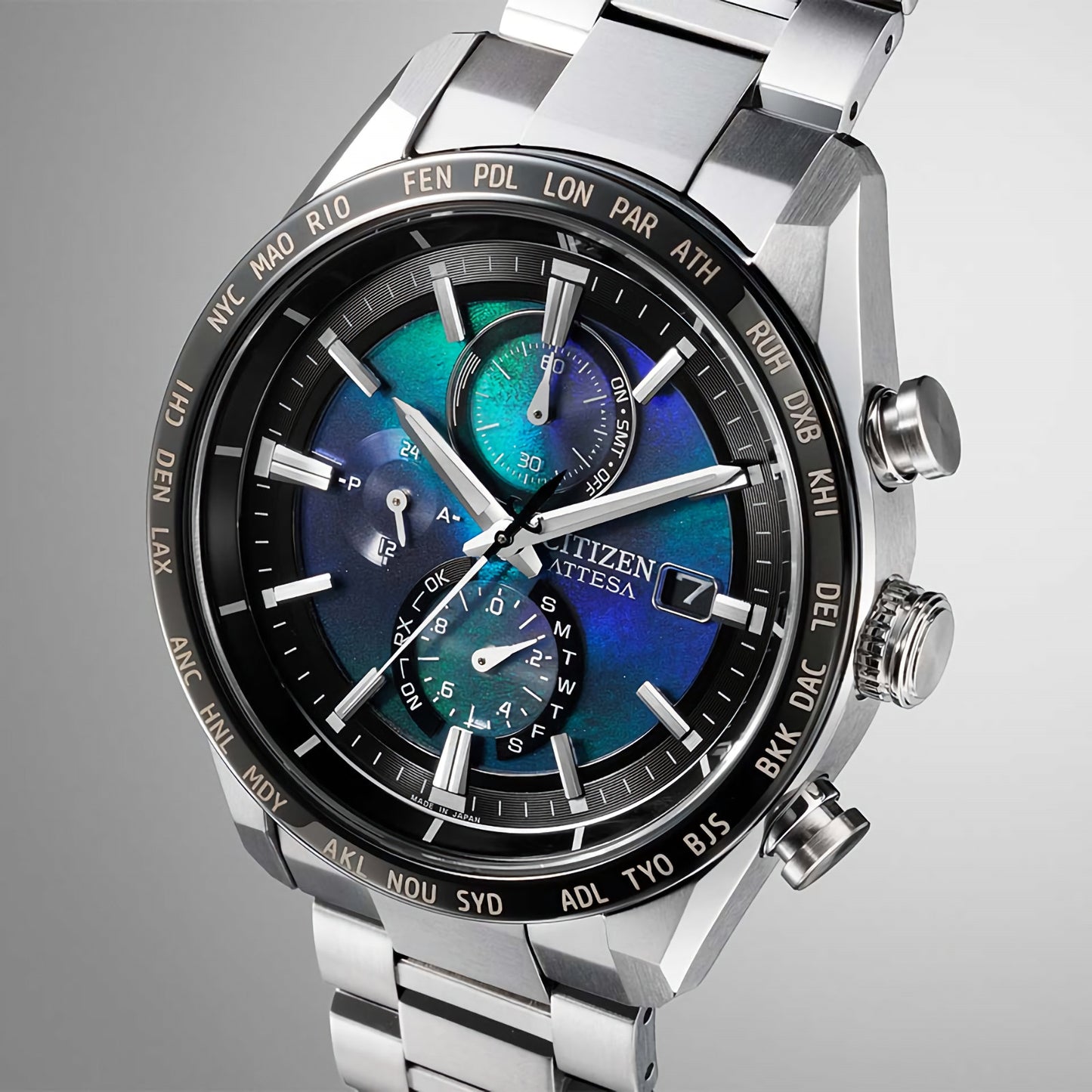 Citizen Eco-Drive Attesa Blue Dial Super Titanium Bracelet Watch | AT8188-64L