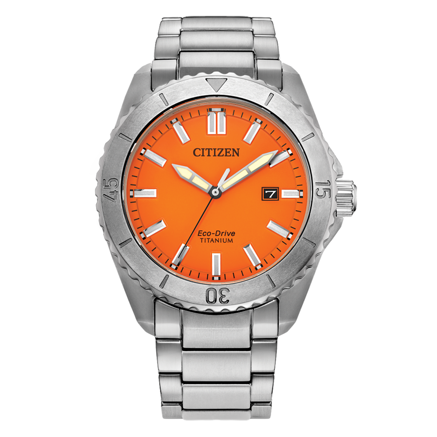 Citizen Eco-Drive Brycen Orange Dial Super Titanium Watch | AW1840