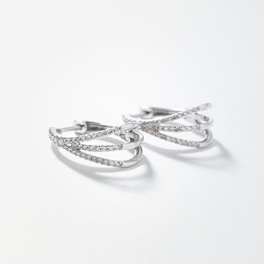 Split Hoop Diamond Earrings in 10K White Gold (0.50 ct tw)
