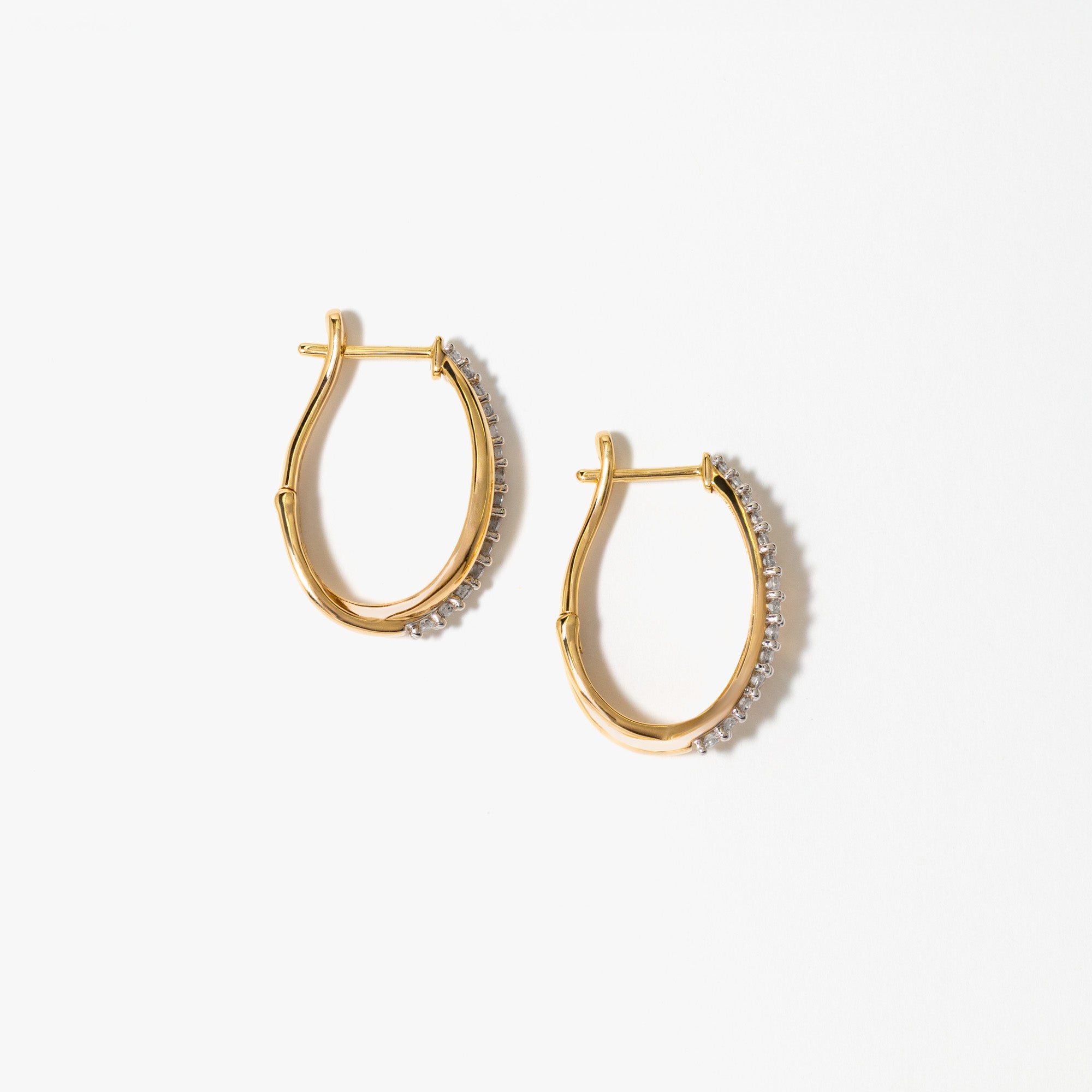 Diamond Cluster Hoop Earrings in 10K Yellow Gold (0.50 ct tw)