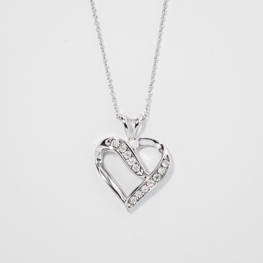 Diamond Cluster Heart Shaped Pendant in 10K White Gold ct tw