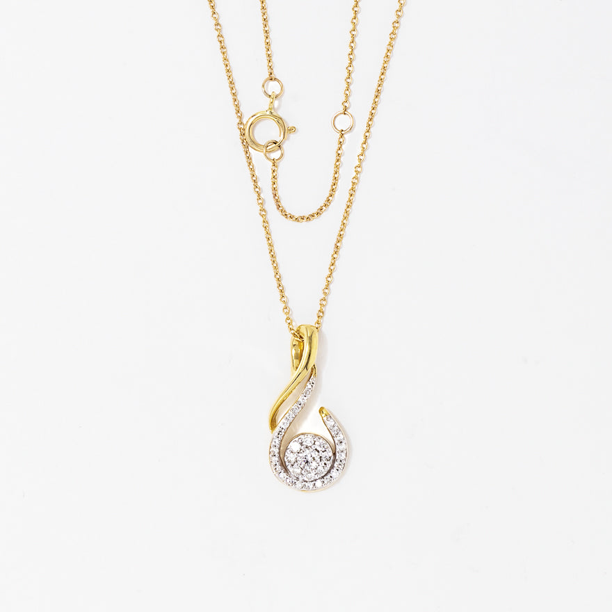 Diamond Cluster Pendant in 10K Yellow and White Gold (0.35 ct tw)