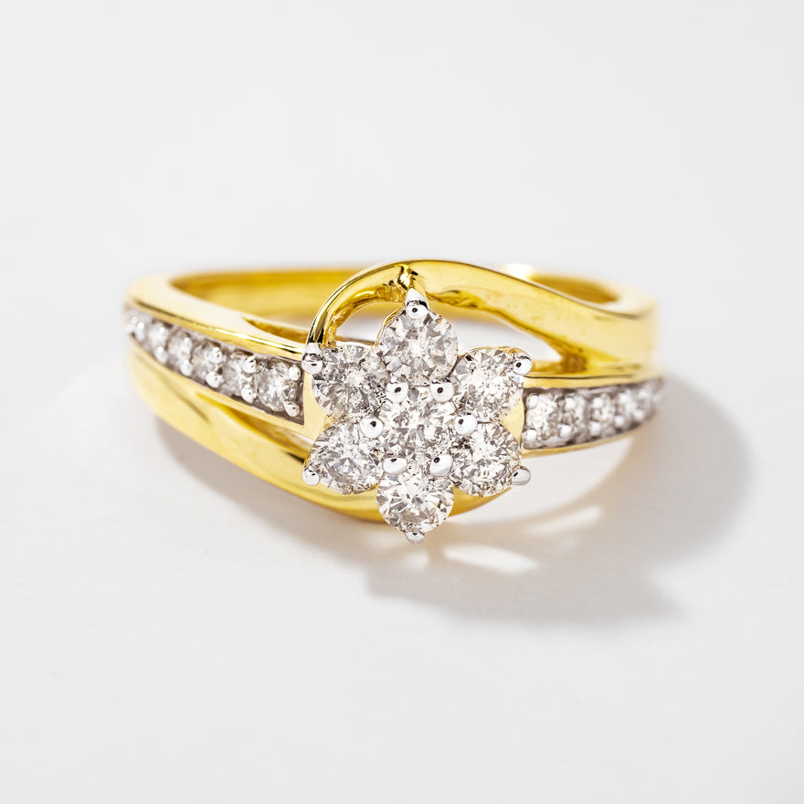 Flower Cluster Diamond Ring in 10K Yellow Gold (0.62ct tw)