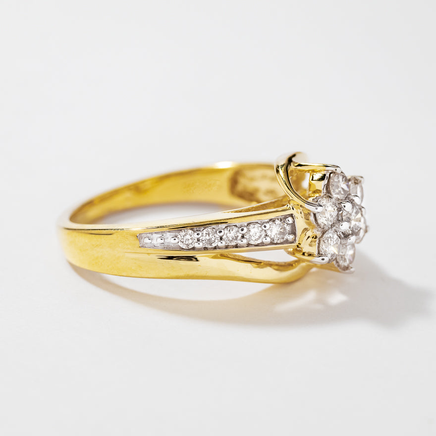 Flower Cluster Diamond Ring in 10K Yellow Gold (0.62ct tw)
