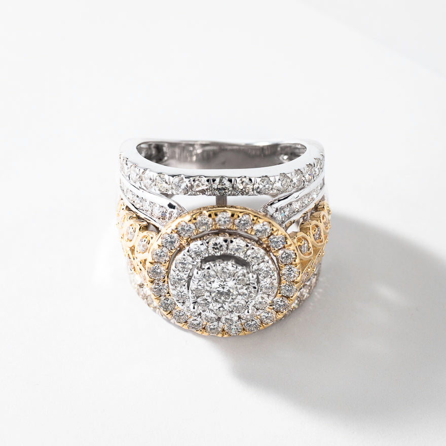 Diamond Dinner Ring in 10K White and Yellow Gold (3.00 ct tw)