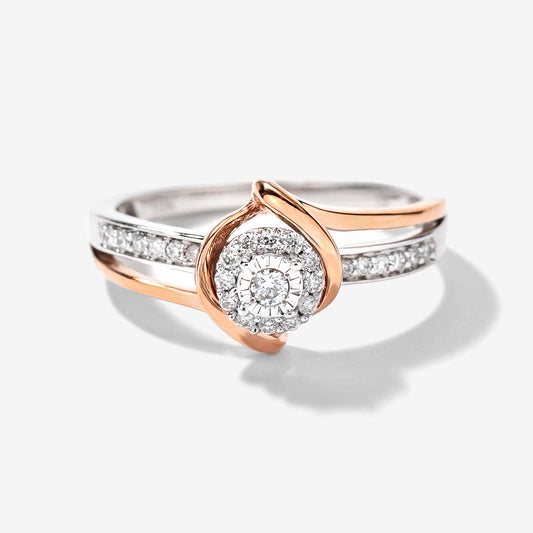 Petite Cluster Centre Ring in 10K White and Rose Gold (0.15ct tw)