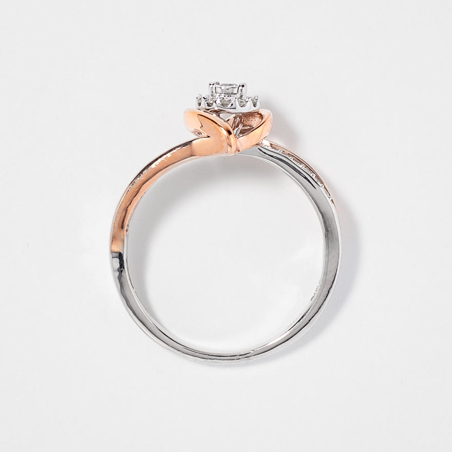 Petite Cluster Centre Ring in 10K White and Rose Gold (0.15ct tw)