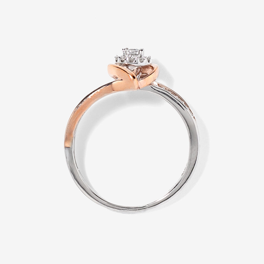 Petite Cluster Centre Ring in 10K White and Rose Gold (0.15ct tw)