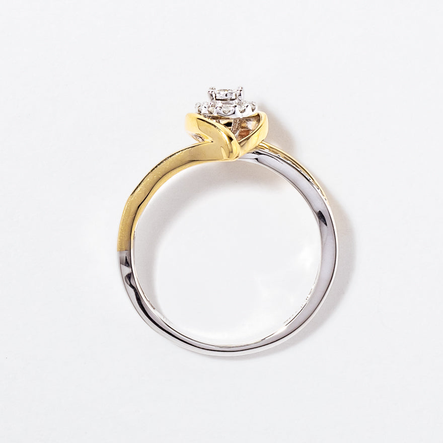 Diamond Cluster Ring in 10K White and Yellow Gold (0.15 ct tw)