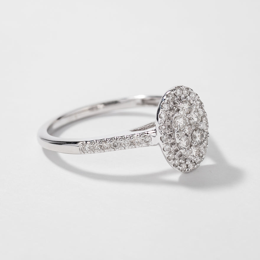 Oval Diamond Cluster Ring in 10K White Gold (0.40ct tw)