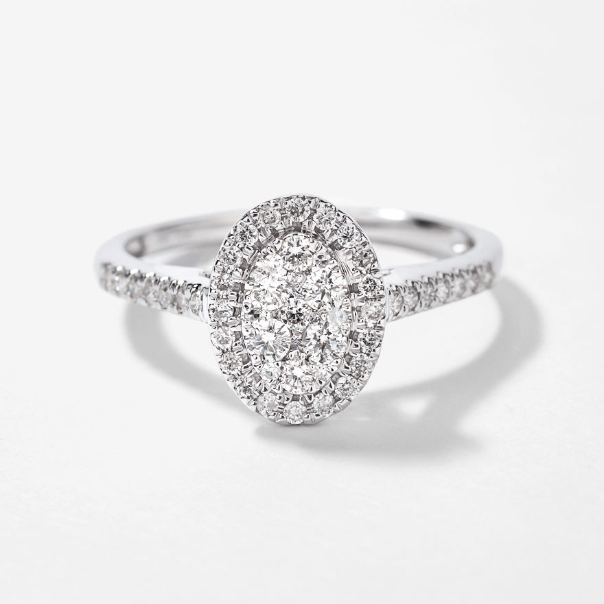 Oval Diamond Cluster Ring in 10K White Gold (0.40ct tw)