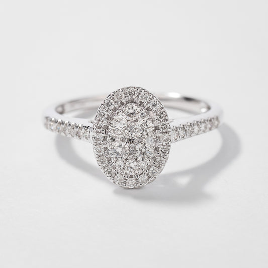 Oval Diamond Cluster Ring in 10K White Gold (0.40ct tw)